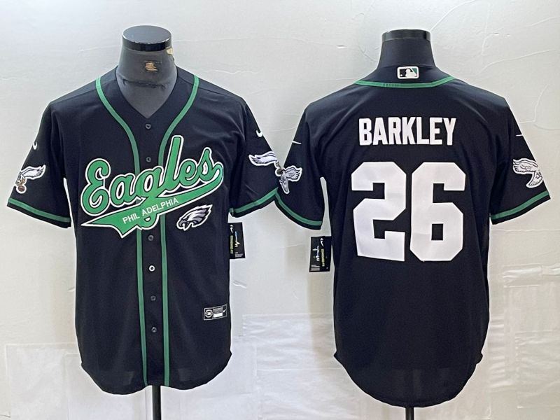 Men Philadelphia Eagles #26 Barkley Black 2024 Nike Co branded NFL Jersey style 11
